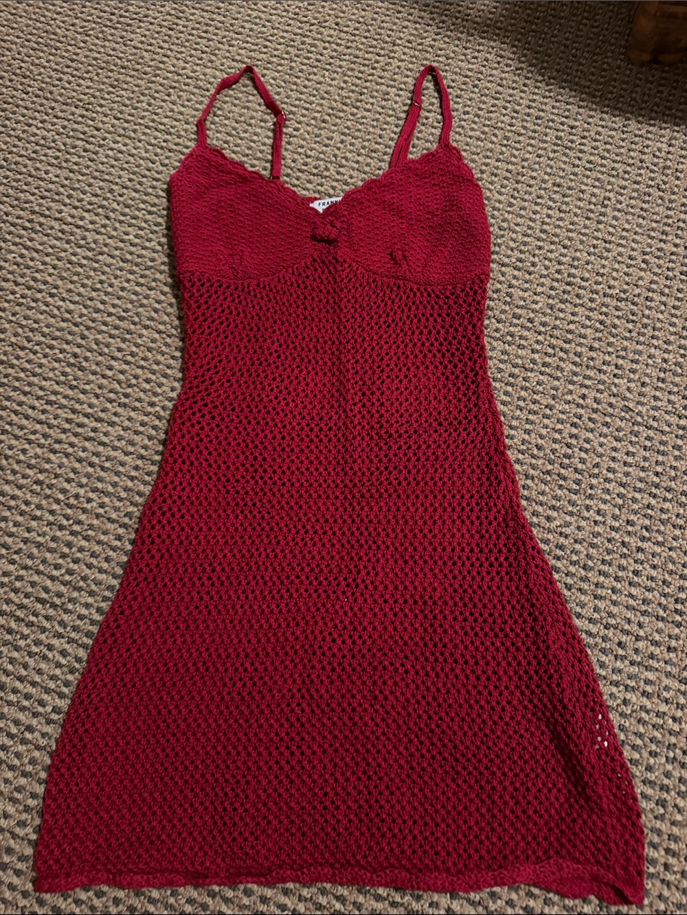 Frankie’s Bikinis red crochet coverup